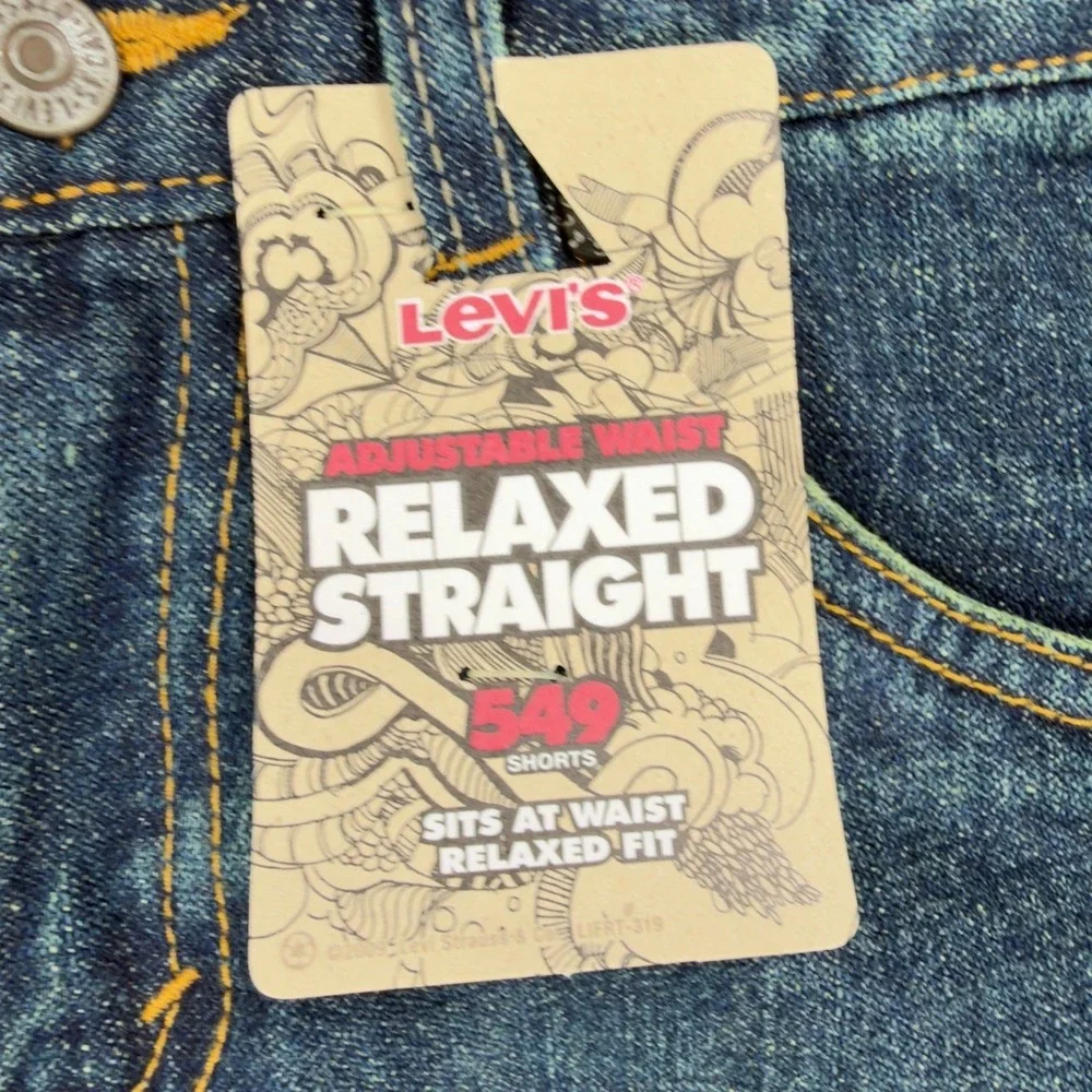 Levi's Y2K 549 Relaxed Straight Shorts Boys 7 Blue Denim NWT Adjustable Waist